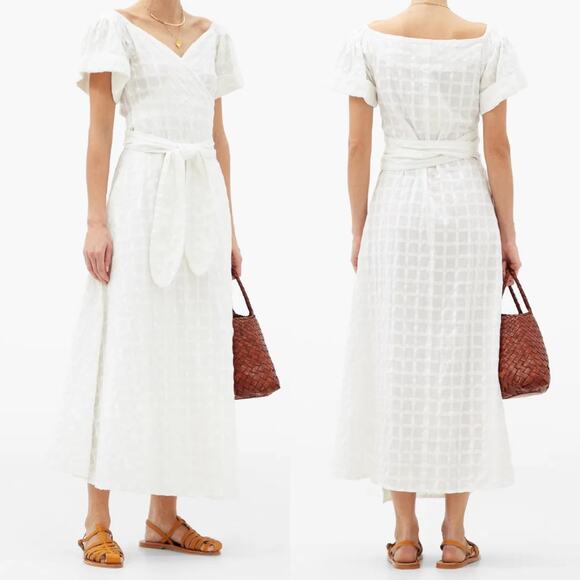 Mara Hoffman Adelina White Midi Wrap Dress Organic Cotton Size Small Preowned - Picture 2 of 12